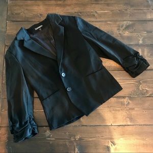 Black blazer with ruffled sleeves